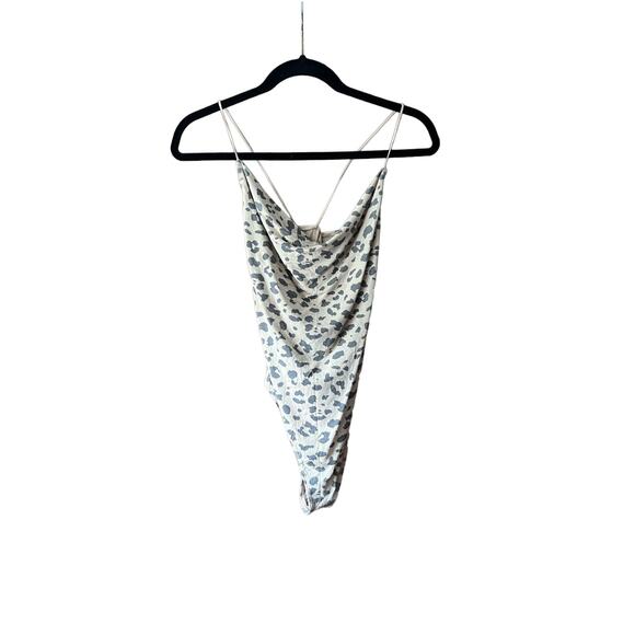 Abercrombie & Fitch Women's Leopard Print One Piece Bodysuit Cream Black Size XS - Picture 2 of 12